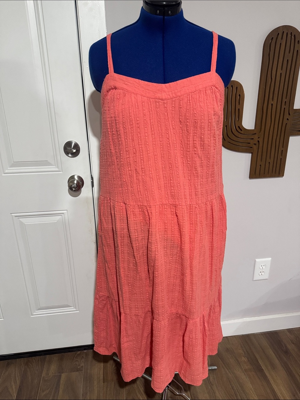 Knox Rose Coral Pink Tiered Midi Dress